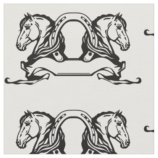 馬と馬蹄の2頭 ファブリック (クローズアップ)