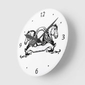 馬と馬蹄頭 ラウンド壁時計 (傾斜)