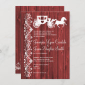 馬と馬車の納屋の木の結婚式の招待状 招待状 (正面/裏面)