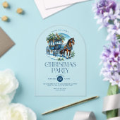 馬と馬車の青いクリスマスパーティー招待状 アクリル招待状 (インサイチュ (ウェディング))