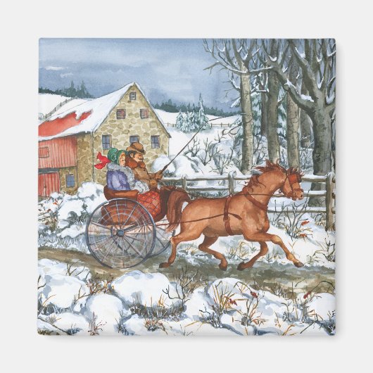 馬と馬車 マグネット (正面)