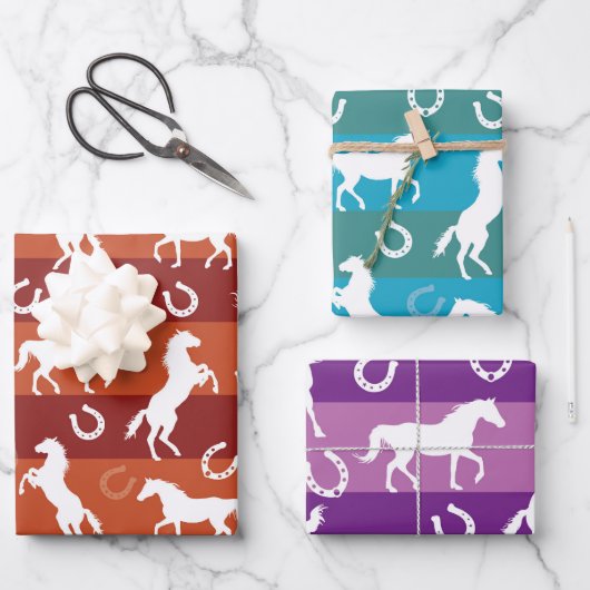 馬と馬靴のすべての行事 ラッピングペーパーシート (正面)