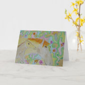 馬と馬 カード (黄色い花)