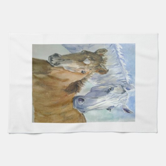馬と馬 キッチンタオル (横)