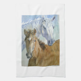 馬と馬 キッチンタオル