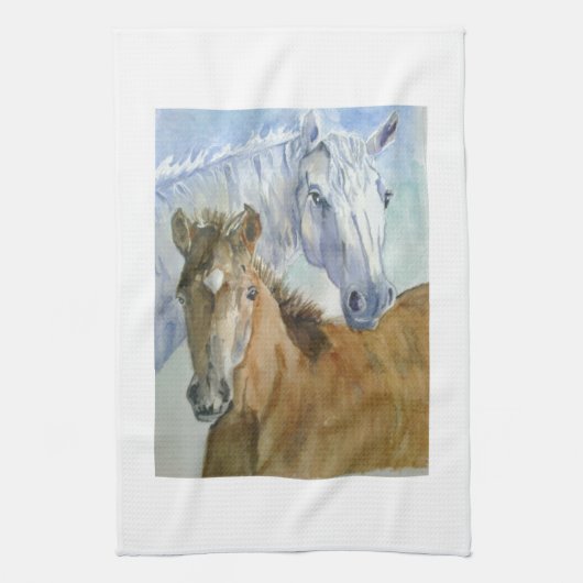 馬と馬 キッチンタオル (縦)
