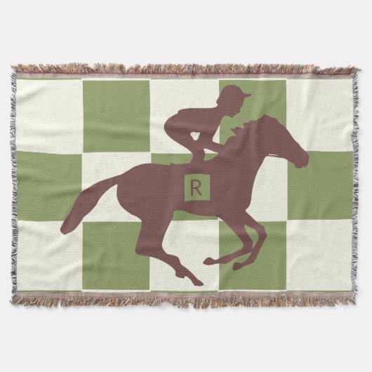 馬と騎手のシルエット スローブランケット (正面)
