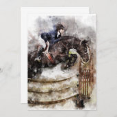 馬と騎手のジャンプ 招待状 (正面/裏面)