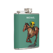 馬と騎手の競馬グリーンパーソナライズされた フラスク (右)