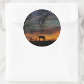 馬と鳥のステッカー ラウンドシール (バッグ)