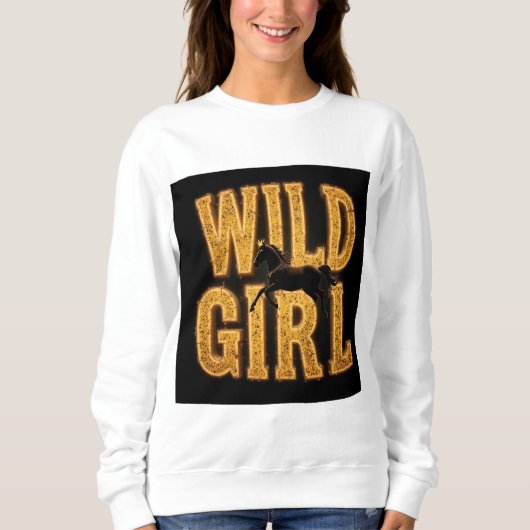 馬と「Wild Girl」サイン スウェットシャツ (正面)
