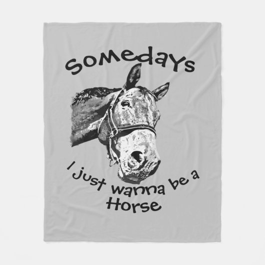 馬になりたいのおもしろい引用文 フリースブランケット (正面)