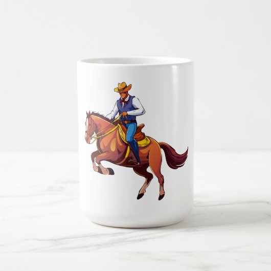 馬にまたがる男と反抗する馬 コーヒーマグカップ (中央)