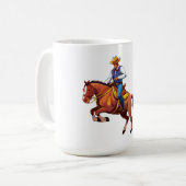 馬にまたがる男と反抗する馬 コーヒーマグカップ (正面左)