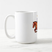 馬にまたがる男と反抗する馬 コーヒーマグカップ (左)