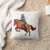 馬にまたがる男と跳ねる馬 クッション (ブランケット)