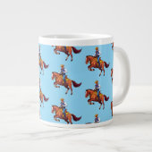 馬にまたがる男と跳ねる馬 ジャンボコーヒーマグカップ (正面右)