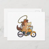 馬にカウボーイがラッソーを持ってバイクに乗る ポストカード (正面/裏面)