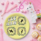 馬にカウボーイ泣き叫ぶオールブーツイエロー ペーパープレート (パーティー)