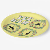 馬にカウボーイ泣き叫ぶオールブーツイエロー ペーパープレート (アングル)