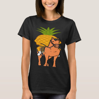 馬に乗ったパイナップル 皮肉な乗馬 フルーツ Tシャツ