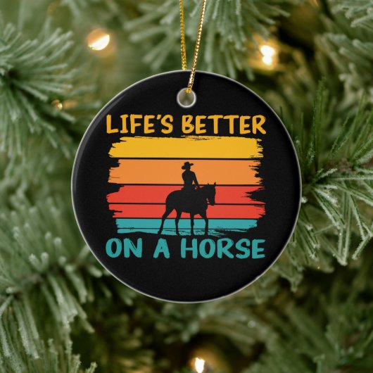 馬に乗った人生の方が良い，馬好き少年たち セラミックオーナメント (ツリー)