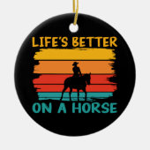馬に乗った人生の方が良い，馬好き少年たち セラミックオーナメント (正面)