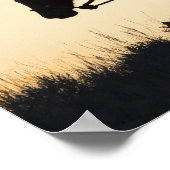 馬に乗った女性のカーボーイのシルエット ポスター (角)