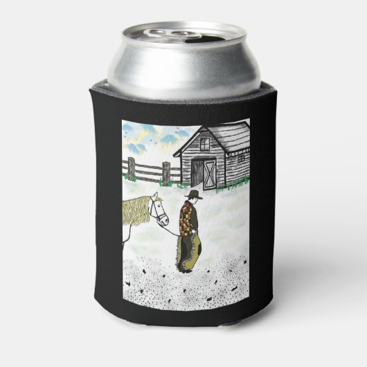 馬に乗った後 缶クーラー (缶裏面)