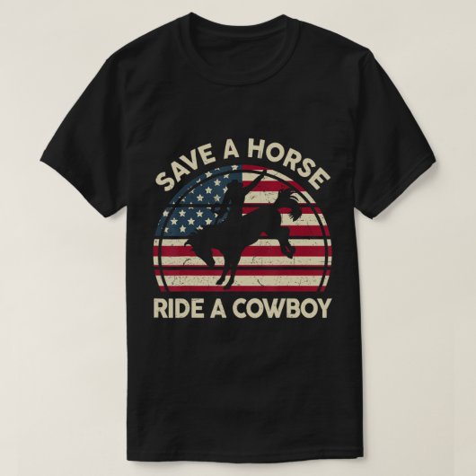 馬に乗ってカウボーイに乗る以外のメンズ競馬シャツ Tシャツ (デザイン正面)