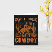 馬に乗ってカウボーイロデオおもしろいホルセックを除く カード (黄色い花)