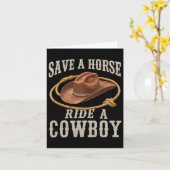 馬に乗ってカウボーイロデオおもしろいホルセックを除く カード (黄色い花)