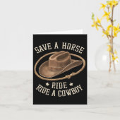 馬に乗ってカウボーイロデオおもしろいホルセックを除く カード (黄色い花)