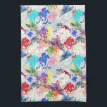 馬に乗ってキッチンタオルを競走 キッチンタオル<br><div class="desc">ギャロピンレースの馬、アンティークの木製の尖塔、広いブリム帽とカラフルジョッキーのシルク、私のためにサラブレッド馬のレース！あなた感謝していの関心のために、私のデザインは、ここ、インターネット上のいたるところで、常に©カレン・デル・ペレグリノと私のデザインは人間の作られ、決してA.Iによって生成されていない。</div>