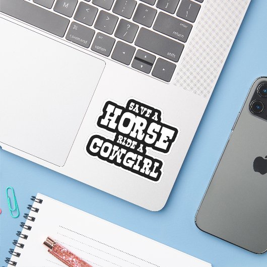 馬に乗ってステッカーを女性のカーボーイする シール (ノートパソコンとiPhone)