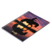 馬に乗ってテキサス州の夕日をパーソナライズ名 ノートブック (左側)