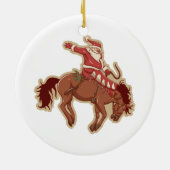 馬に乗ってライディングする漫画の赤いサンタクロース セラミックオーナメント (裏面)