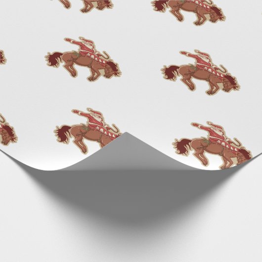 馬に乗ってライディングする漫画の赤いサンタクロース ラッピングペーパー (角)