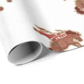 馬に乗ってライディングする漫画の赤いサンタクロース ラッピングペーパー (ロールコーナー)