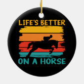馬に乗って人生の方が良い，馬好き女の子の女性 セラミックオーナメント (裏面)