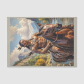 馬に乗って先住民を持つアメリカ人の若者 薄葉紙 (正面)