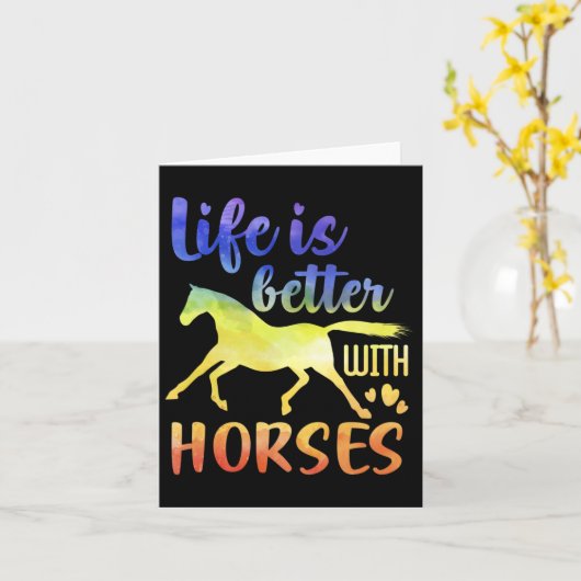馬に乗って可愛い人生 カード (黄色い花)