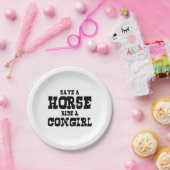 馬に乗って女性のカーボーイを救う ペーパープレート (パーティー)