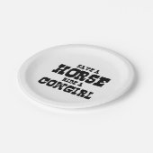 馬に乗って女性のカーボーイを救う ペーパープレート (アングル)