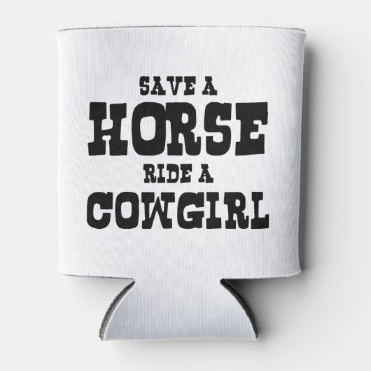 馬に乗って女性のカーボーイを救う 缶クーラー (正面)