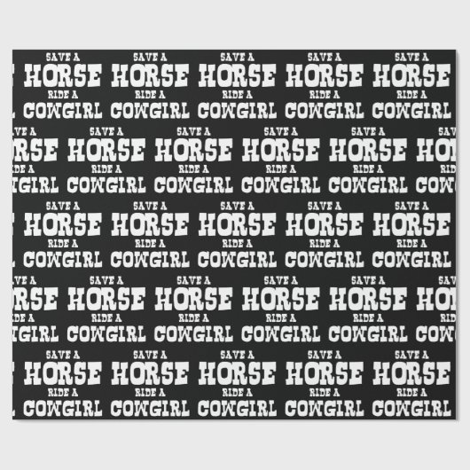 馬に乗って女性のカーボーイ包み紙を救う ラッピングペーパー (フラット)