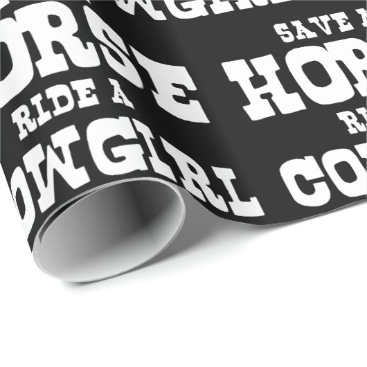 馬に乗って女性のカーボーイ包み紙を救う ラッピングペーパー (ロールコーナー)