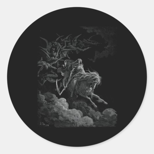 馬に乗って死を覚悟淡い色のする ラウンドシール (正面)