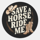 馬に乗って私カウボーイ西おもしろいへ救う ラウンドシール (正面)