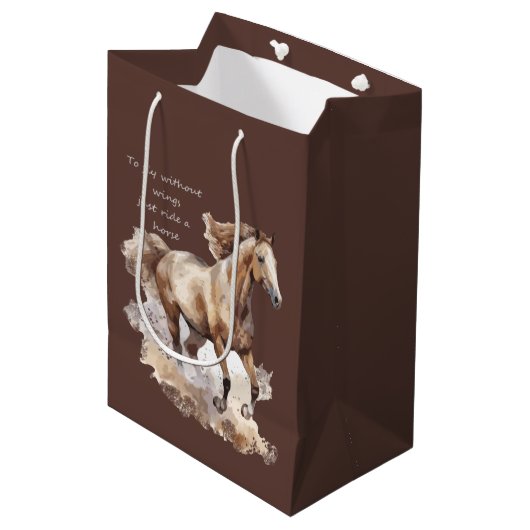 馬に乗って翼を無く飛ぶ ミディアムペーパーバッグ (正面アングル)